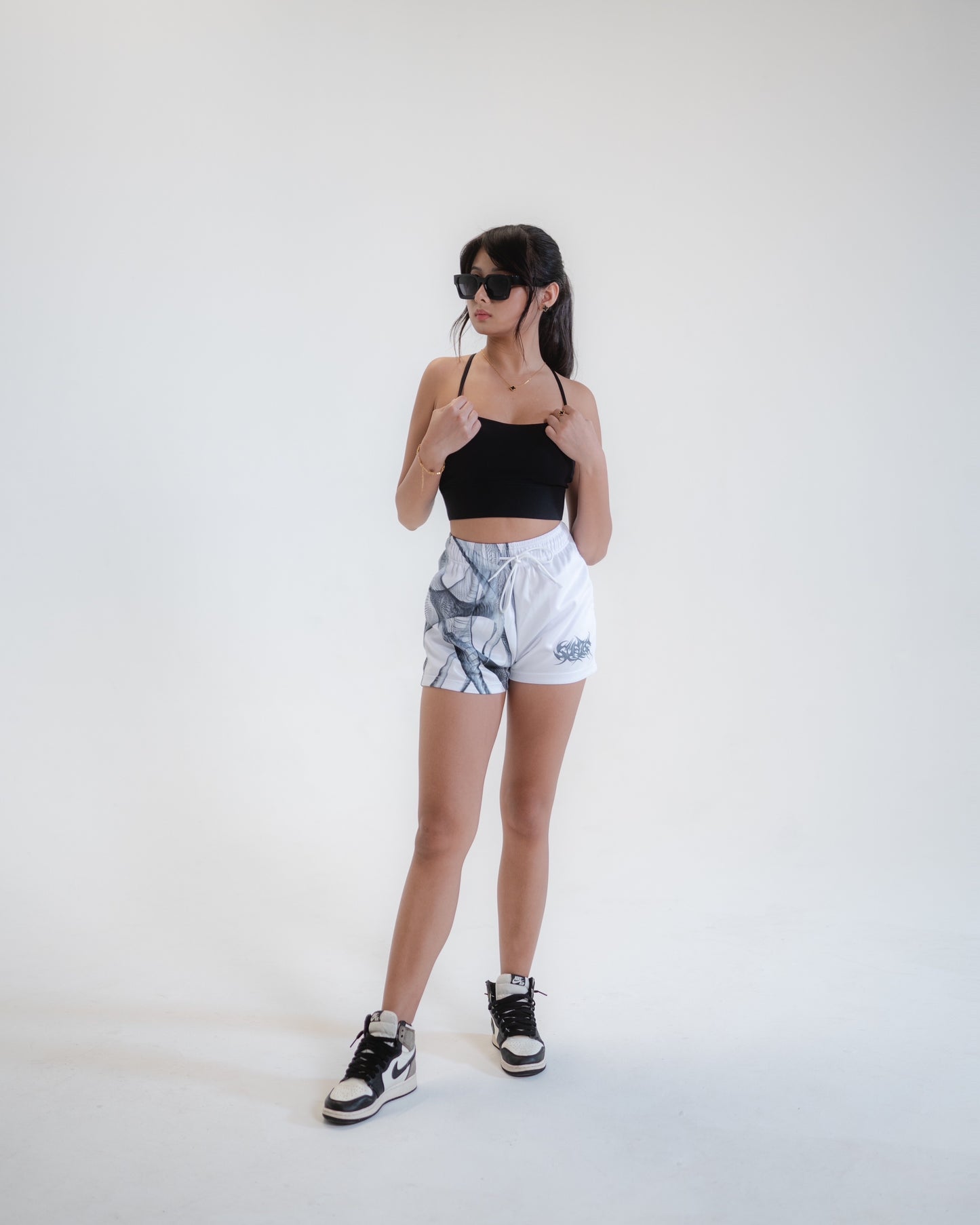 Women's Wireframe White Shorts