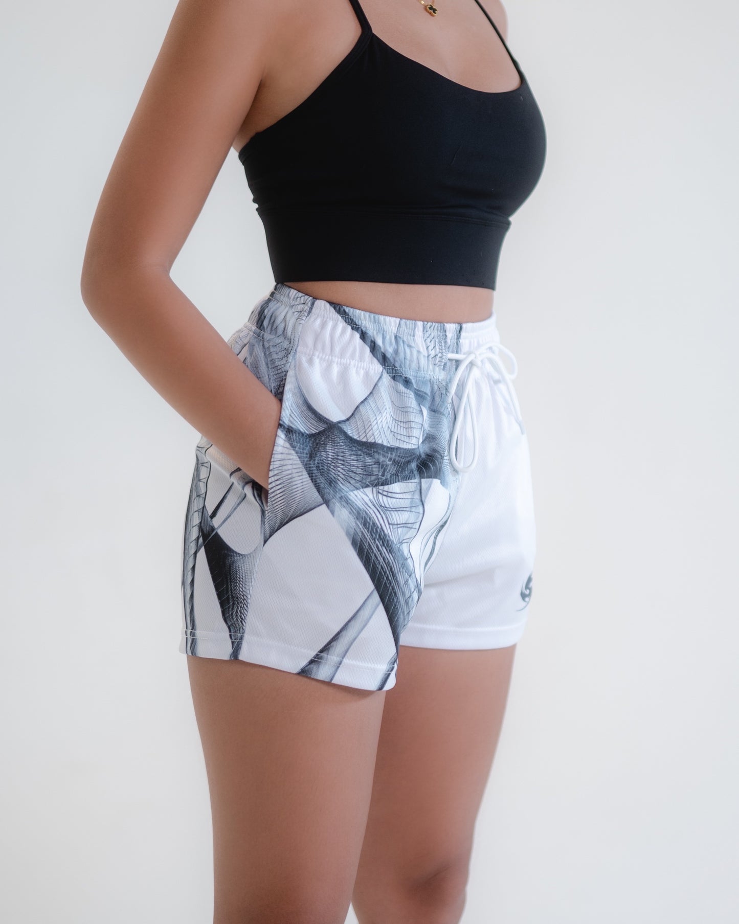 Women's Wireframe White Shorts
